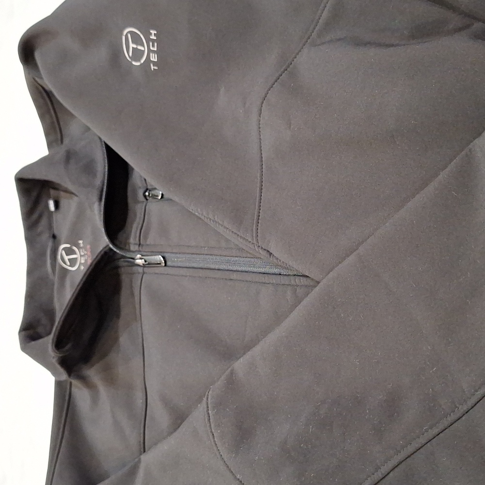 Tumi Tech Jacket Large Black Softshell Bomber Light Full Zip Pocket Fleece Lined